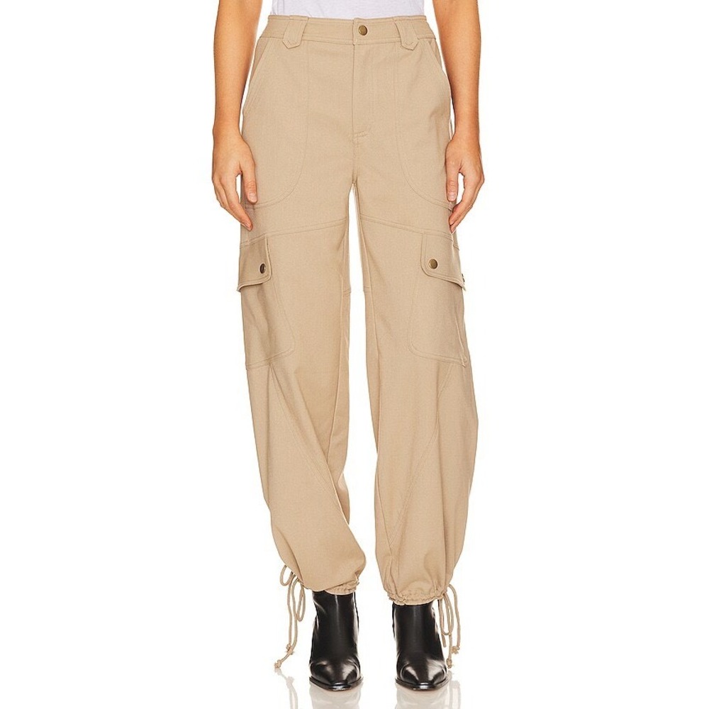Line & Dot Weekend Cargo Pants Tan Khaki High Waist Utility Size Small